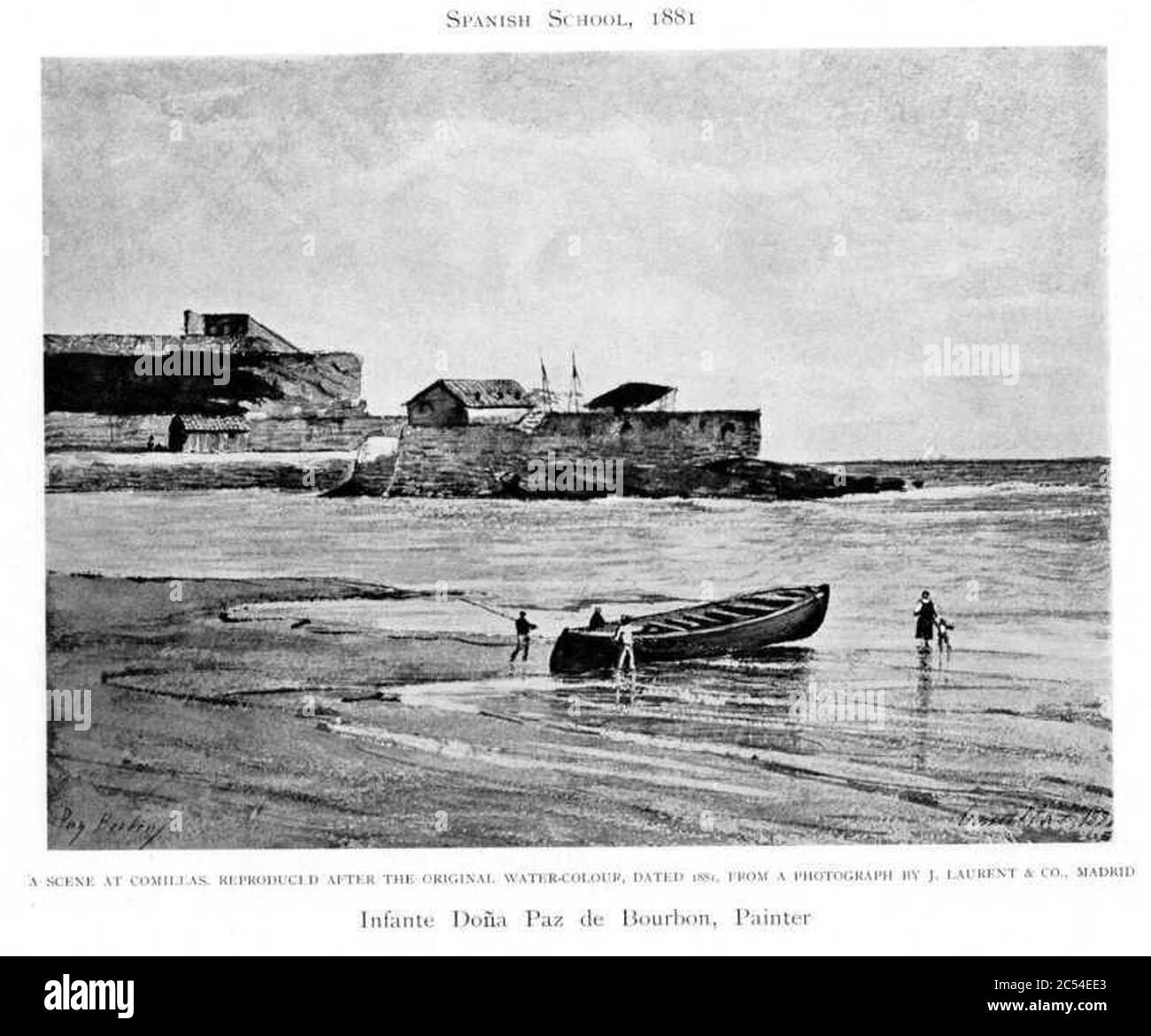 Infante Doña Paz de Bourbon - EINE Szene in Comillas - 1881. Stockfoto