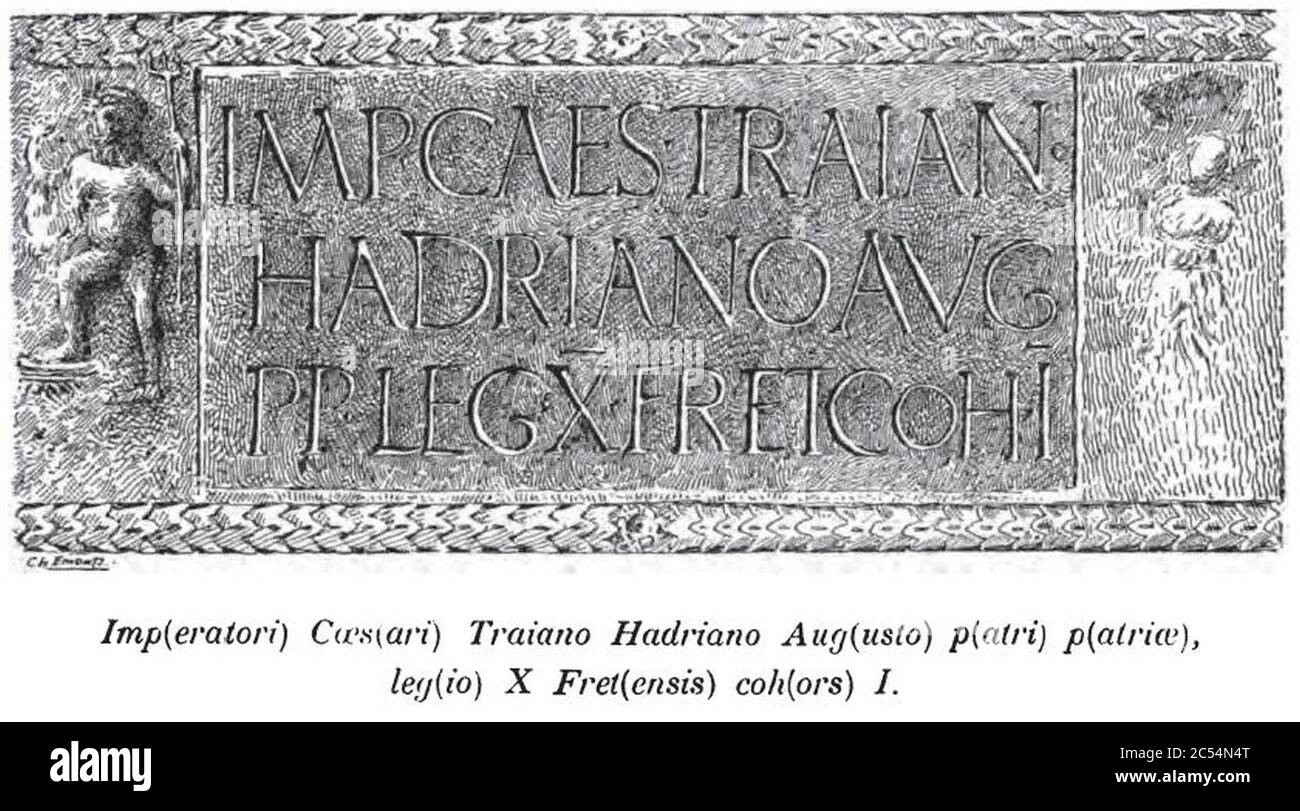 Inschrift des Legio X Fretensis aus Beit Shean. Stockfoto