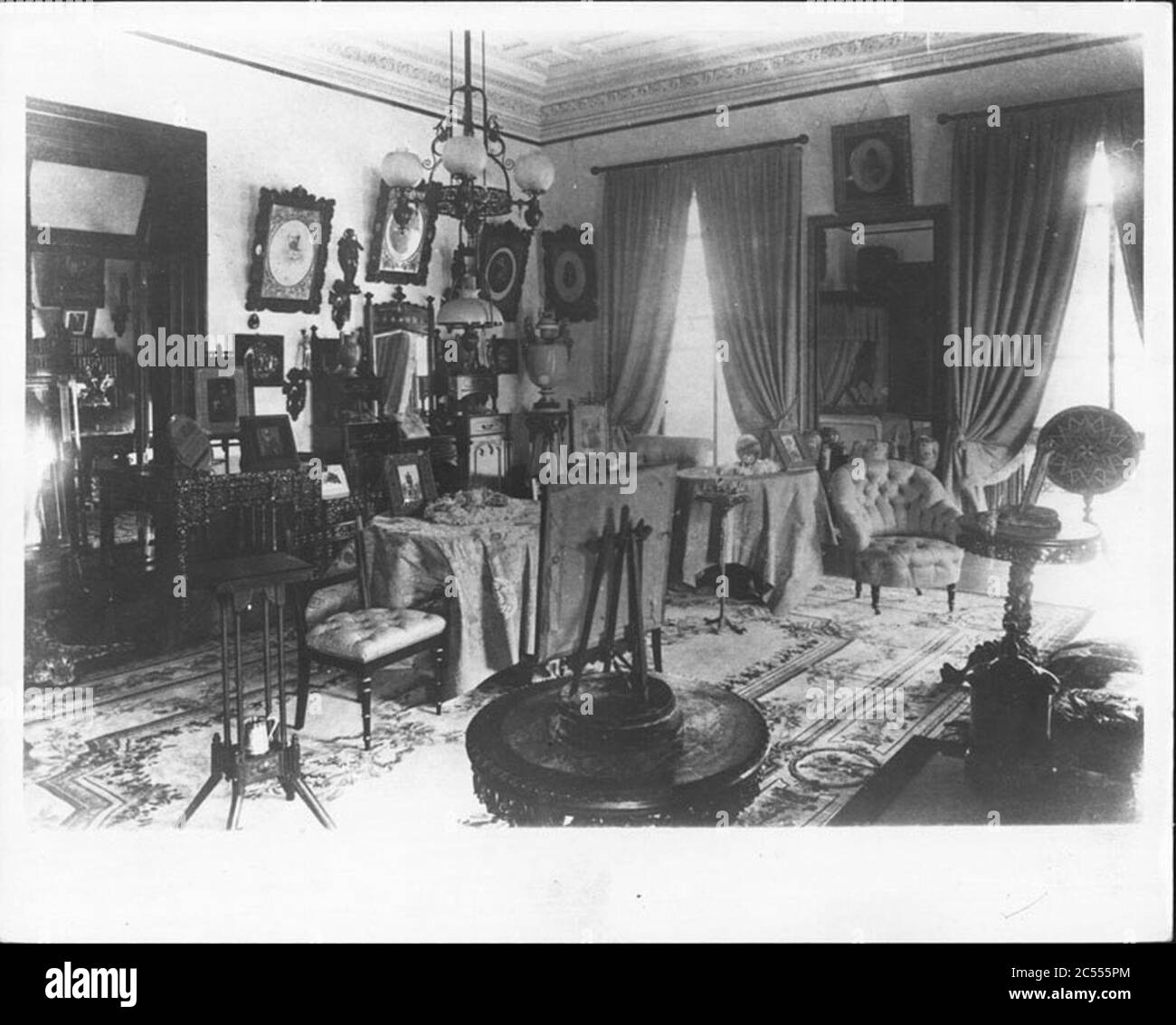 Iolani Palace King's Bedroom (PP-11-8-010). Stockfoto