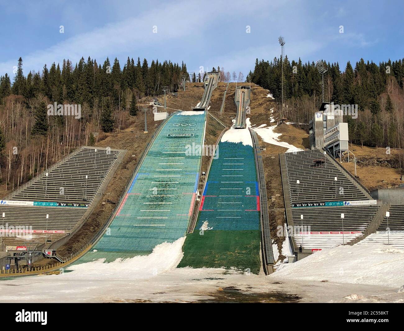 Skisprunggebiet von den olympischen Spielen in Lillehammer Stockfoto