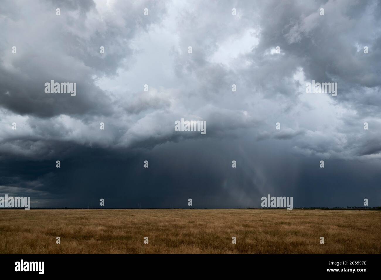 Heftiges Gewitter über einem Feld in der Nähe von Elk Grove California Stockfoto