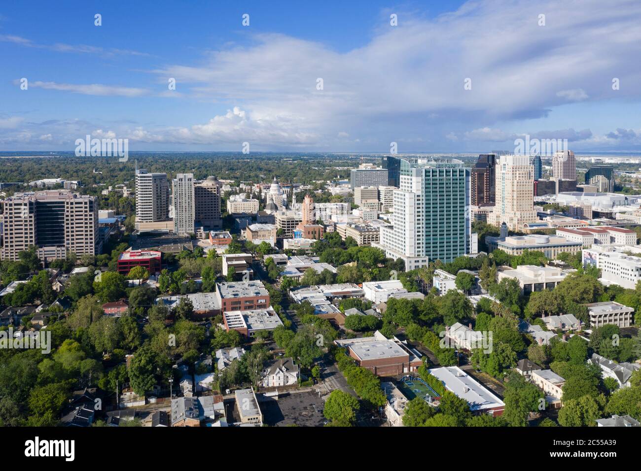 Luftaufnahmen der Skyline von Sacramento Stockfoto