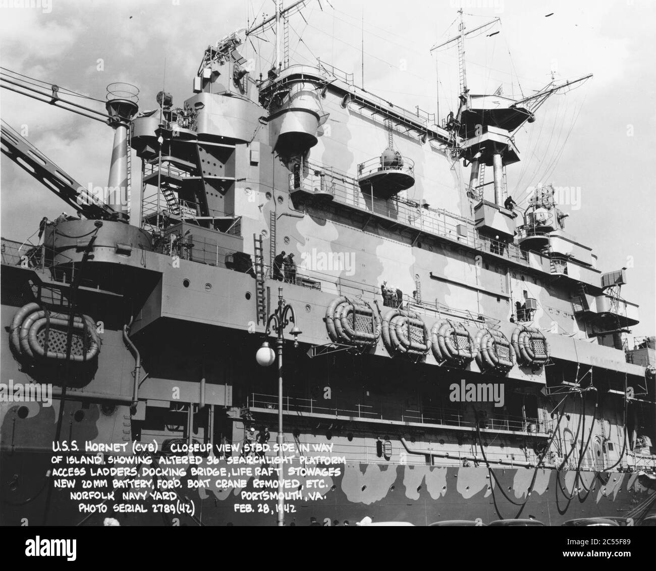 Insel USS Hornet (CV-8) am 28. Februar 1942 (19 Stockfoto