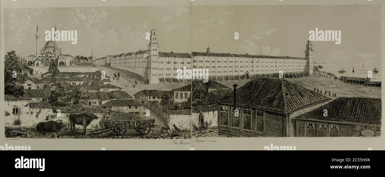 Istanbul Selimiye Barracks 1857 Blackwood. Stockfoto