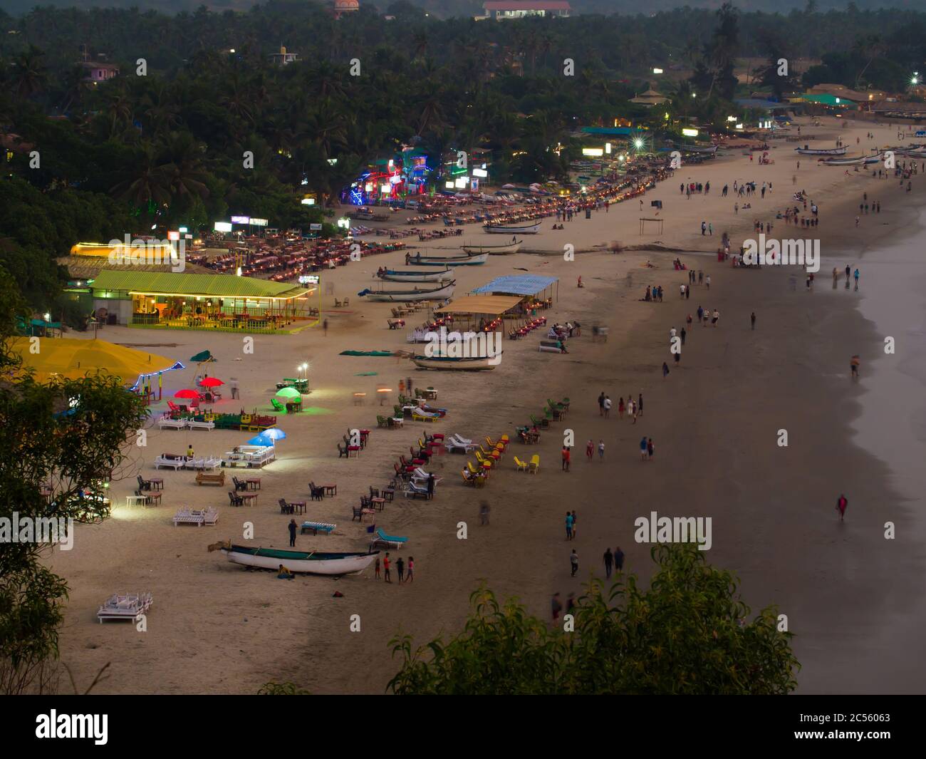 Arambol Strandlandschaft bei Nacht. Goa. Indien. Stockfoto