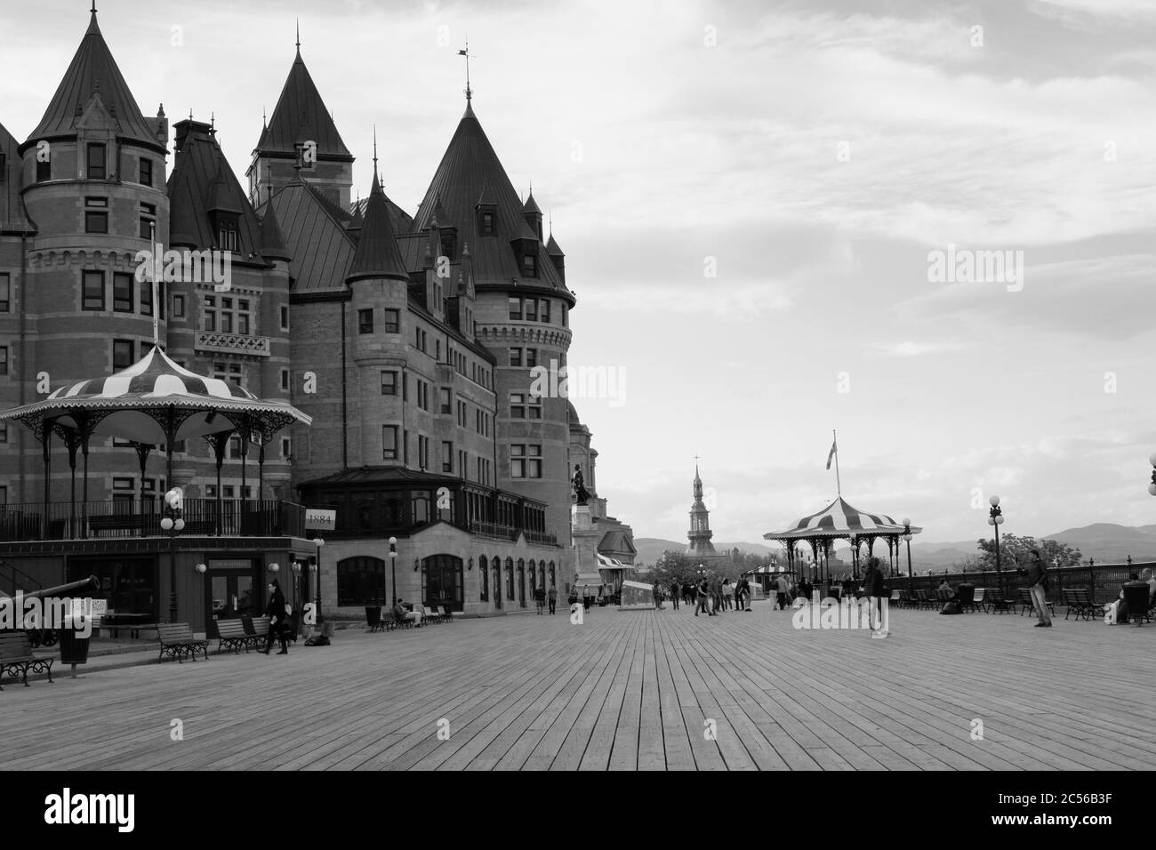 Das Hotel Chateau Frontenac und Terrace Dufferin Stockfoto