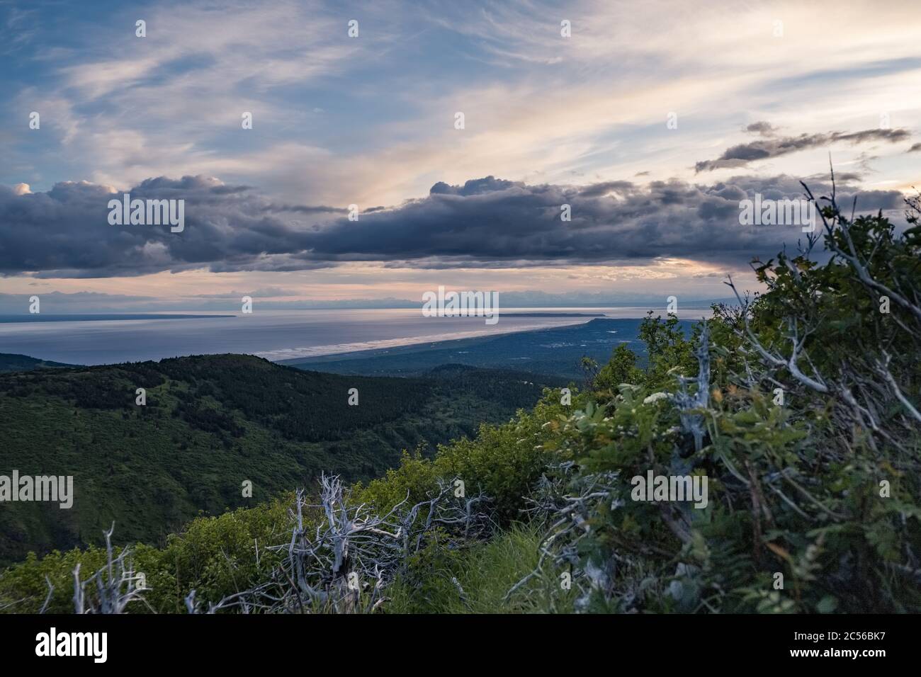 Blick auf das Meer und den Turnagain Arm südlich von Anchorage Stockfoto