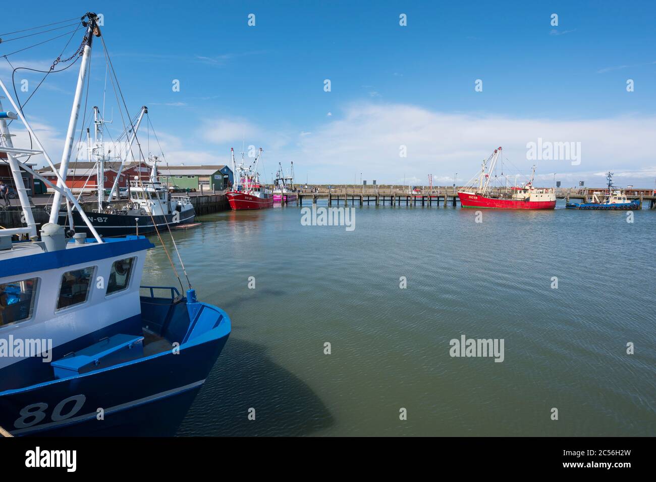 Fischerboote in Hafen, Havneby, Romo, Römö, Tonder Kommune, Syddanmark, Süddänemark, Dänemark Stockfoto