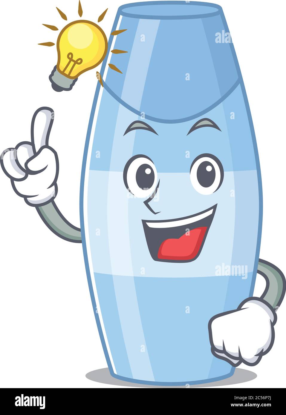 Genius Shampoo Maskottchen Charakter hat eine Idee Geste Stock Vektor