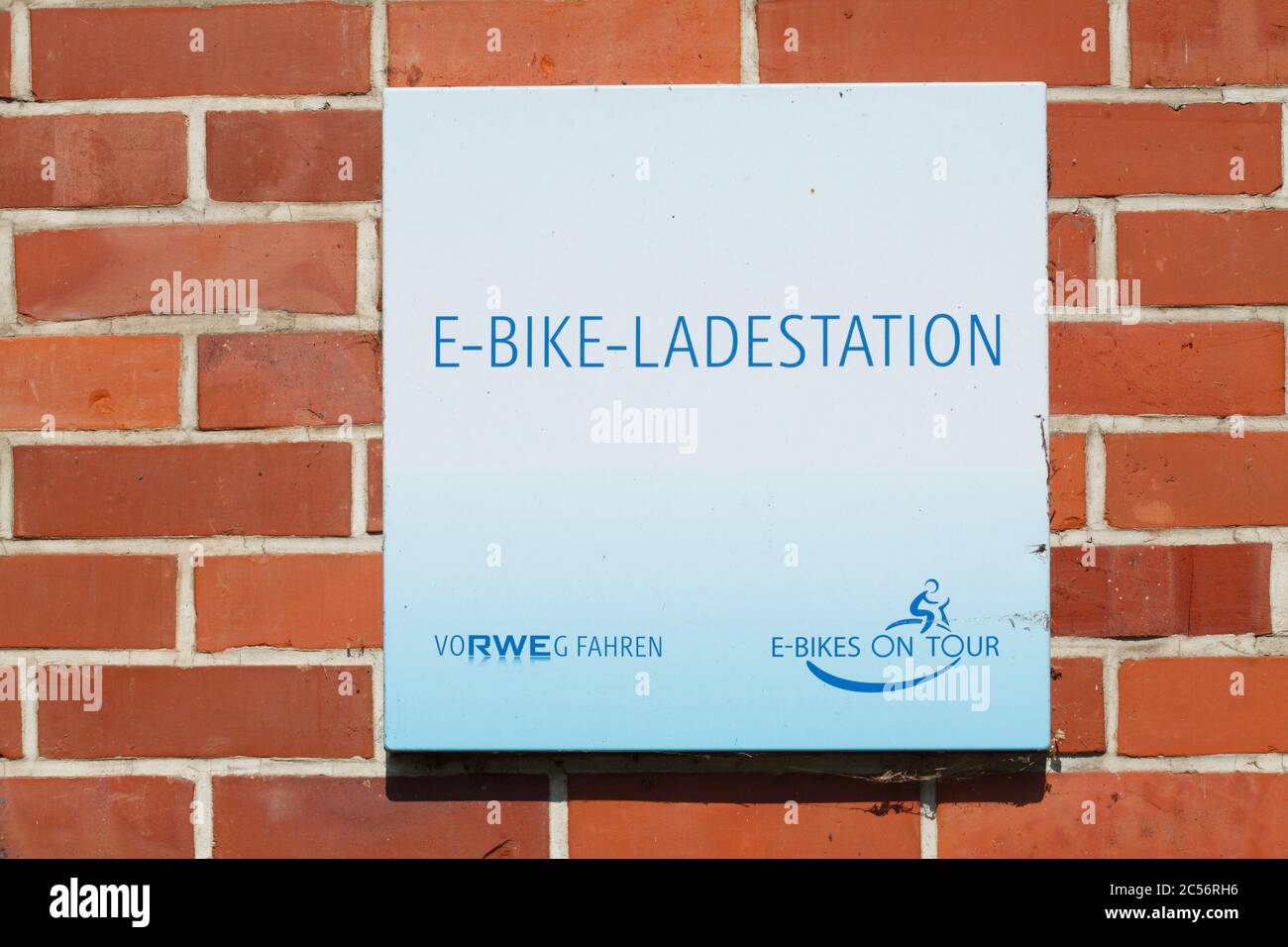Schild, Ladestation für E-Bikes Stockfoto