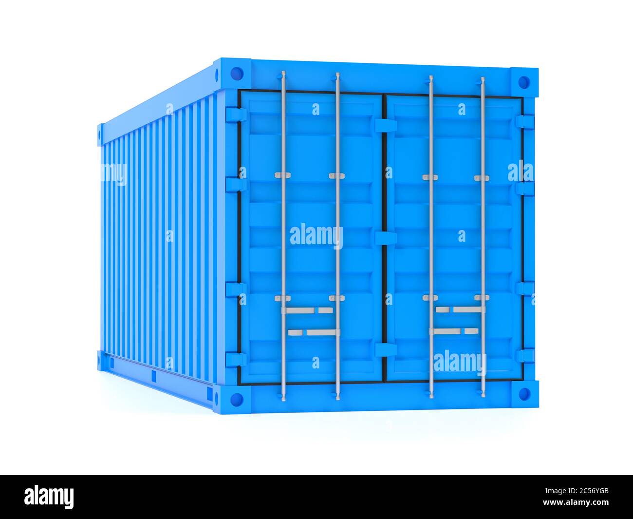 Frachtcontainer. Blauer intermodaler Behälter. 3d-Rendering-Illustration Stockfoto