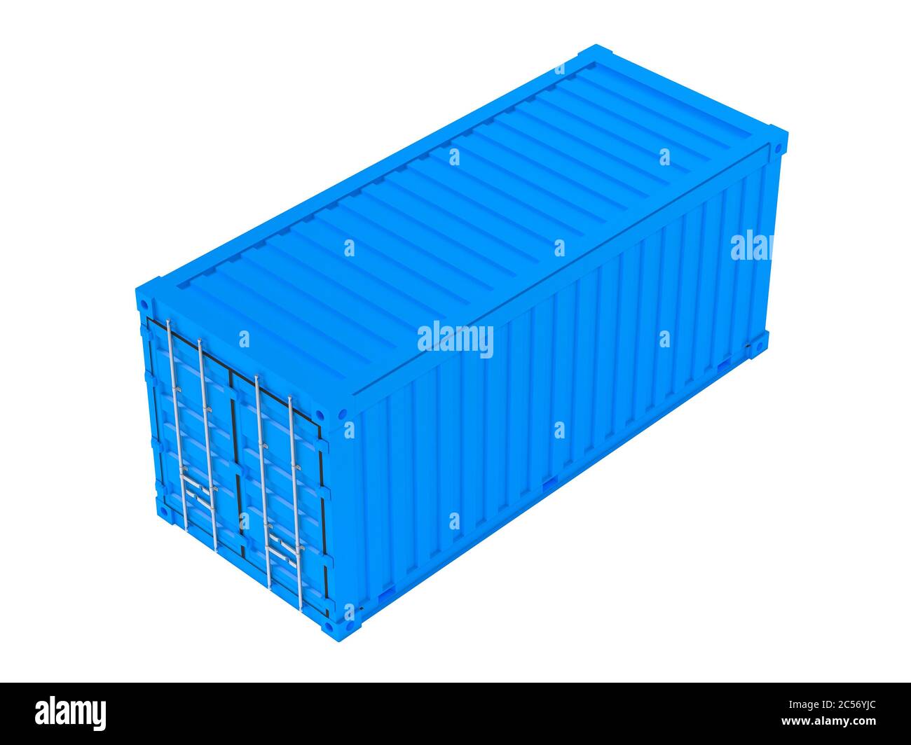 Frachtcontainer. Blauer intermodaler Behälter Stockfoto