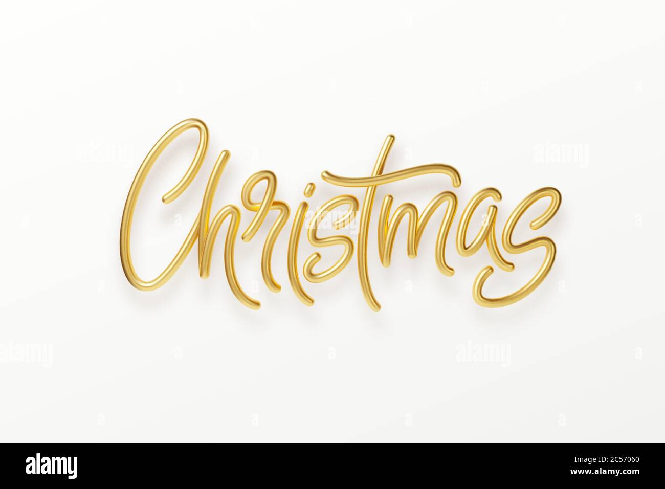 Realistische 3d Inschrift Frohe Weihnachten isoliert auf. Goldglänzender Schriftzug. Vektorgrafik Stock Vektor