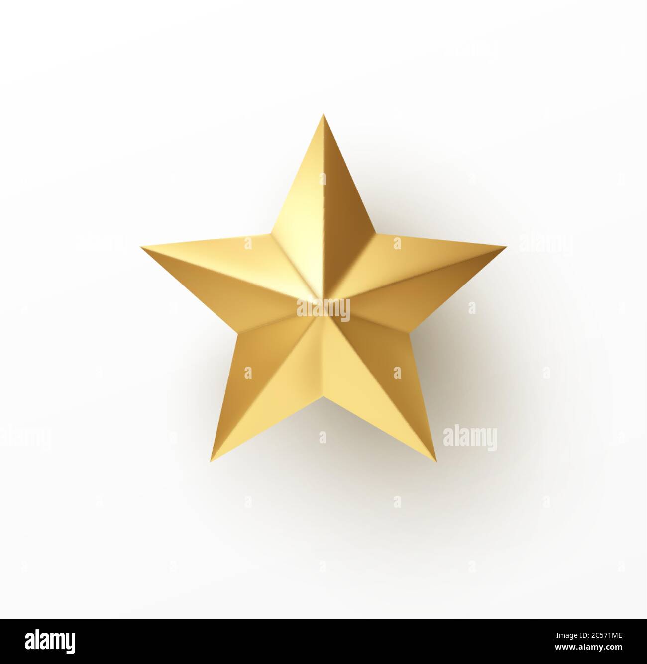 Realistischer goldener 3D-Stern auf weißem Hintergrund isoliert. Vektorgrafik Stock Vektor