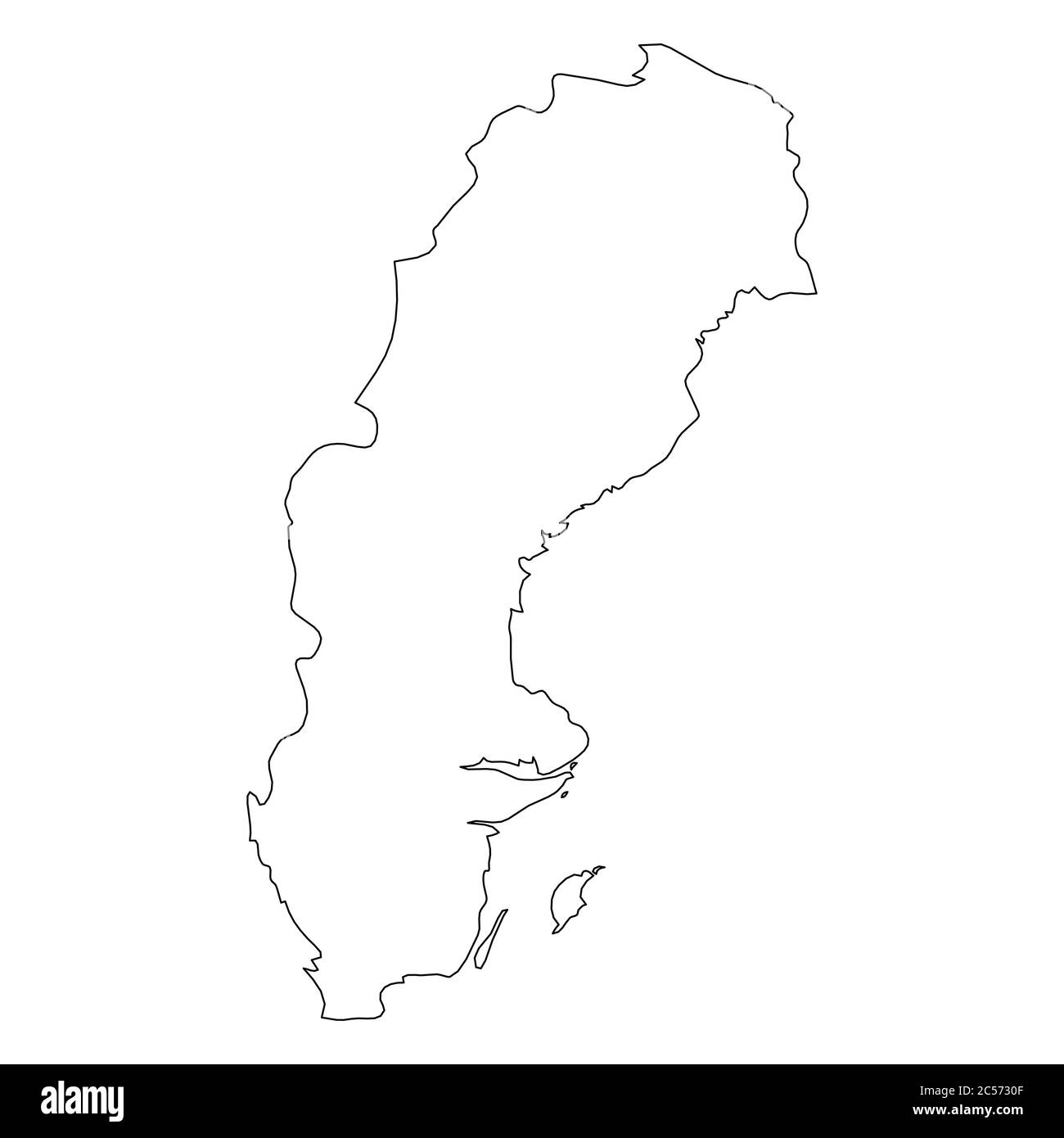 Schweden - einfarbige schwarze Umrisskarte des Landesgebiets. Einfache flache Vektordarstellung. Stock Vektor