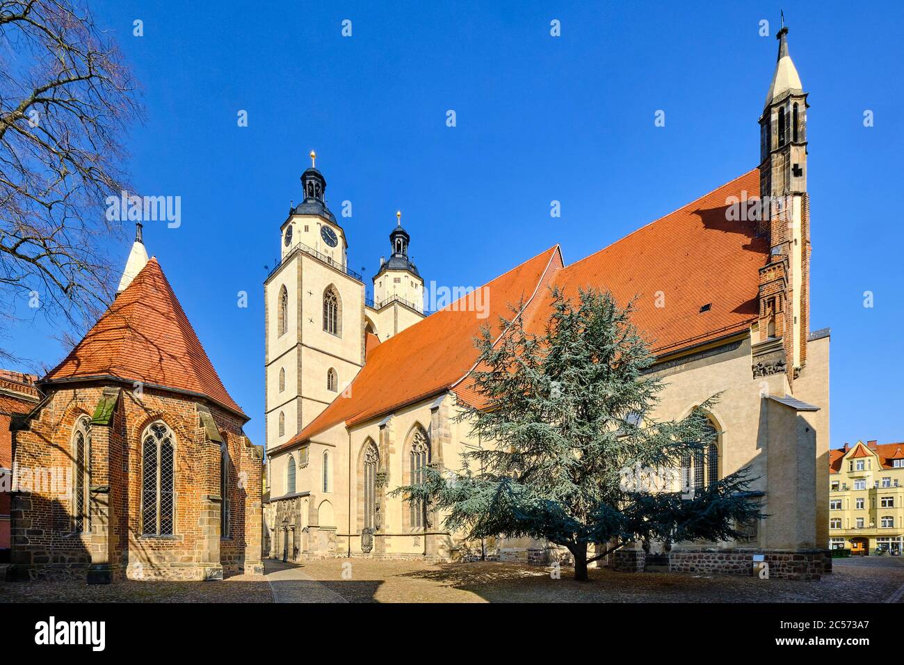 Fronleichnamskapelle und Stadtkirche St. Marien in Wittenberg, Sachsen-Anhalt, Deutschland Stockfoto