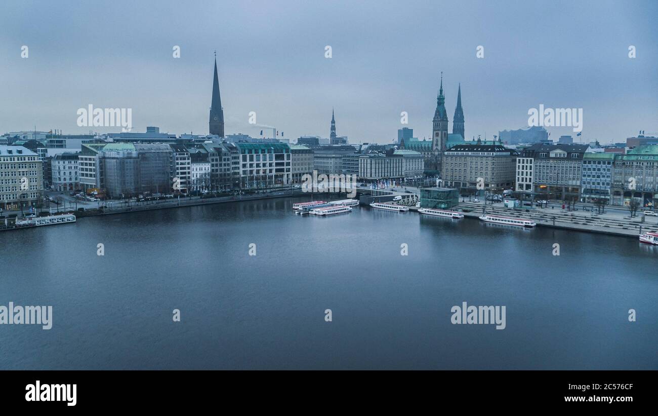 Hamburg Stadtbild und Elbe, Deutschland Stockfoto