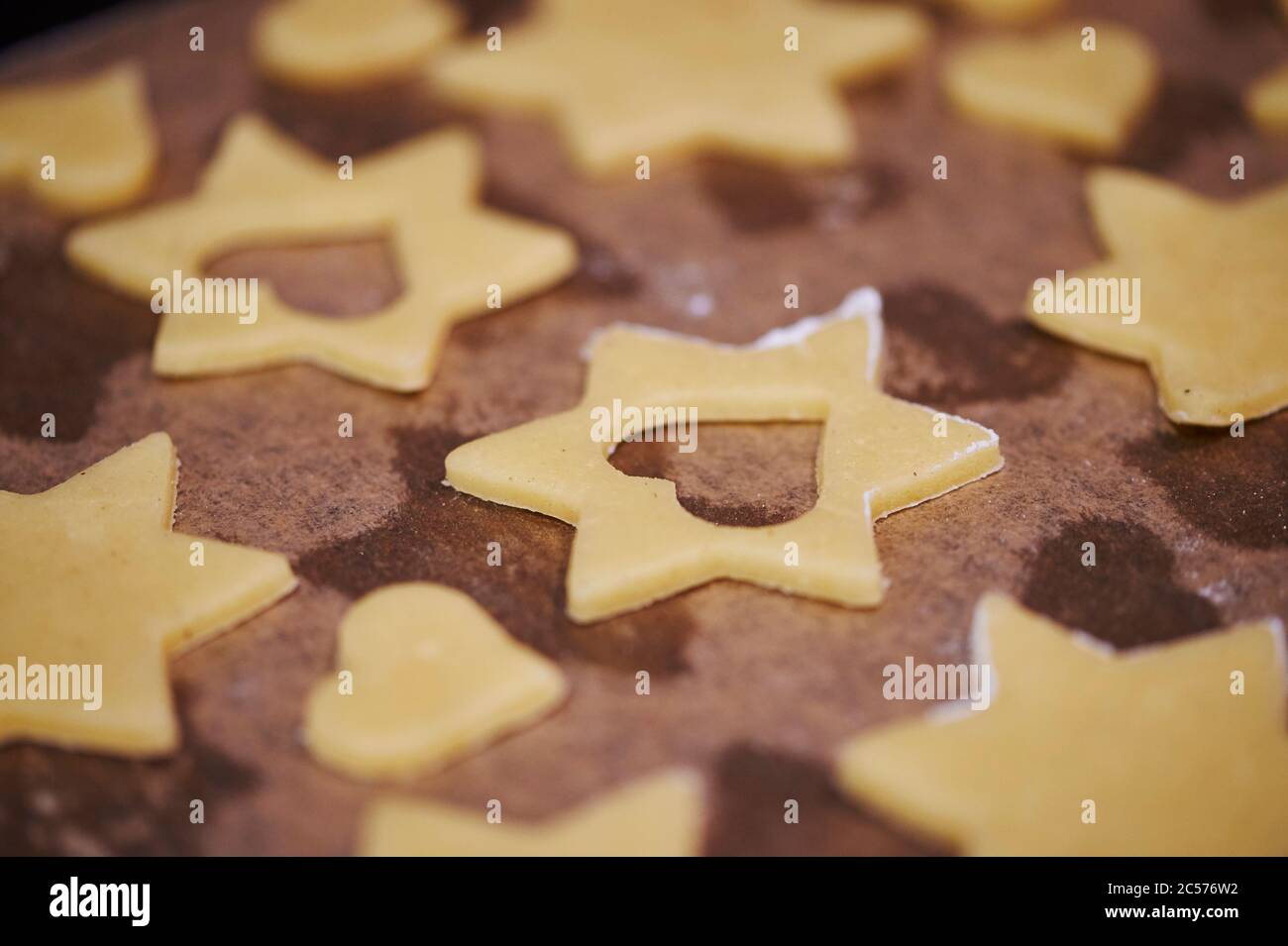 Kuchenbutter, Ausstechformen, Herzen, Sterne, Cookies, Bayern, Deutschland, Stockfoto