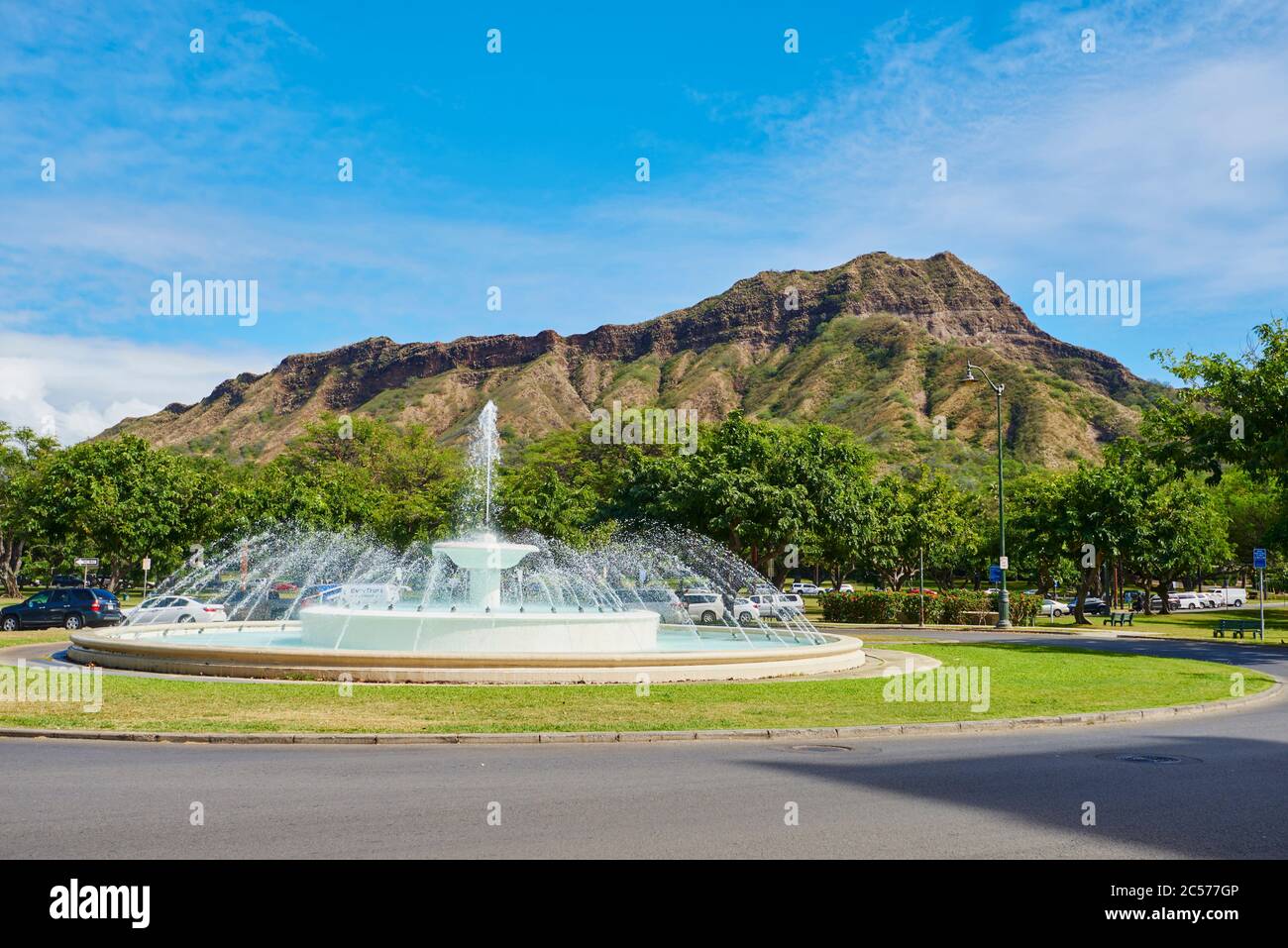 Springbrunnen 'Louise Dillingham Memorial Fountain' im Honolulu City Park, Hawaiian Island of Oahu, Oahu, Hawaii, Aloha State, USA Stockfoto