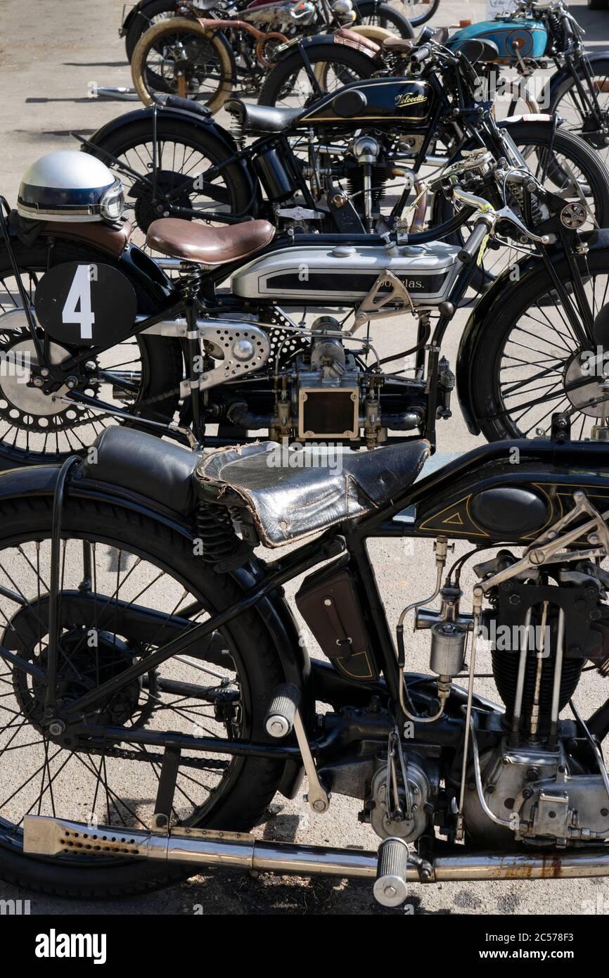 Alte Klassiker Motorräder auf Motorrad-Show Stockfoto