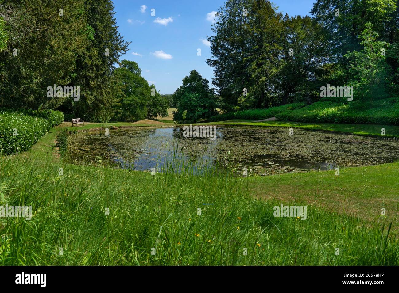 Teich in Cascade in Rousham House and Gardens, Oxfordshire, England Stockfoto