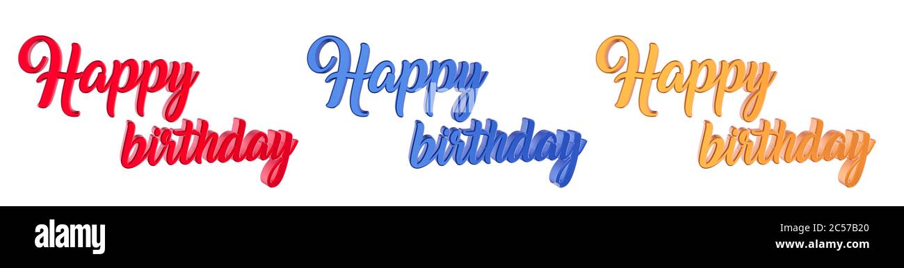 Alles gute zum Geburtstag 3D Text. Am besten für dekorative Hintergrund oder romantische Illustration. Isoliert auf Weiß. 3d-Rendering Stockfoto