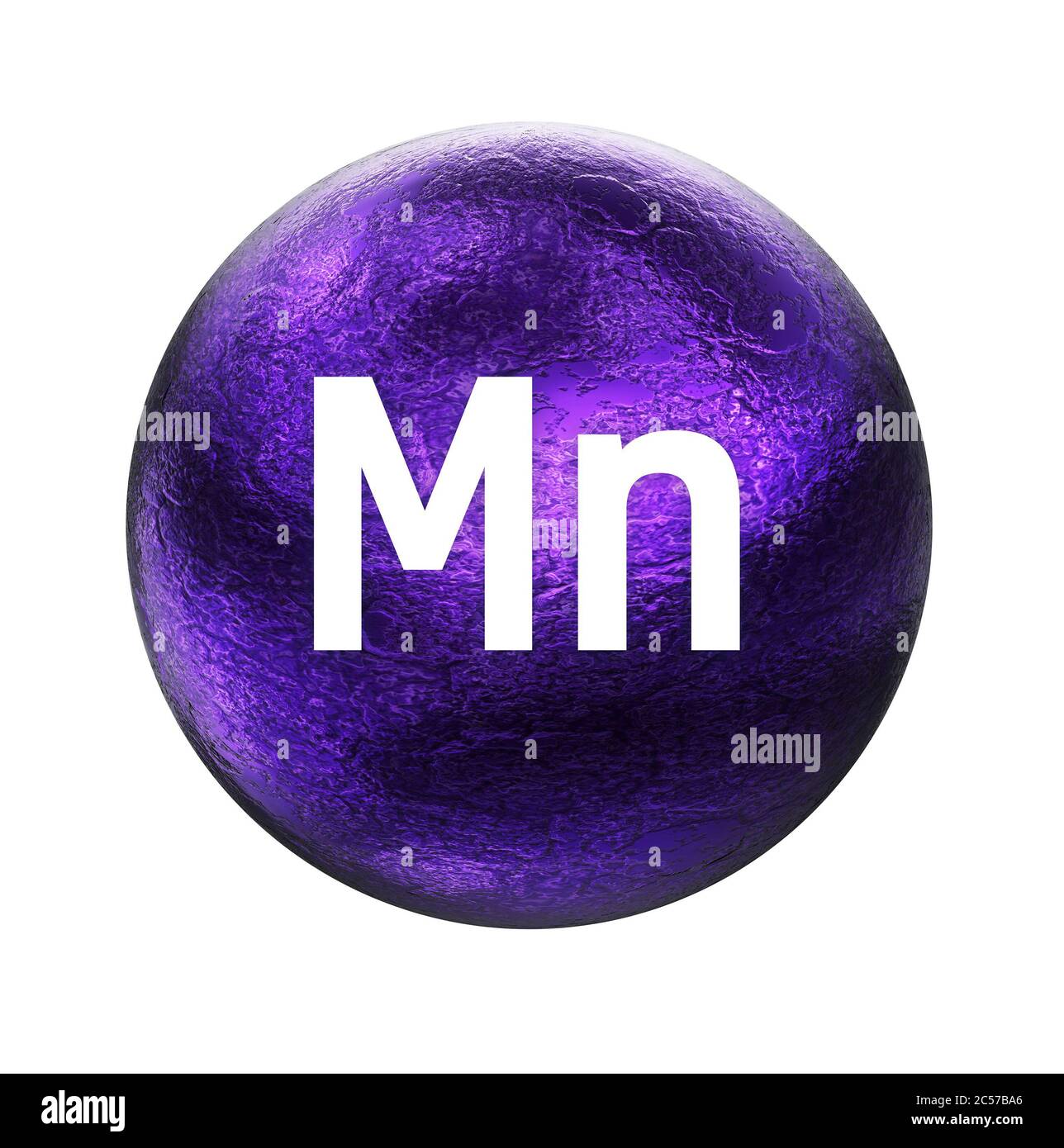 Mangan-Symbol. Mineral für die menschliche Gesundheit wesentlich. 3D-Rendering. Mineralsymbol. Stockfoto