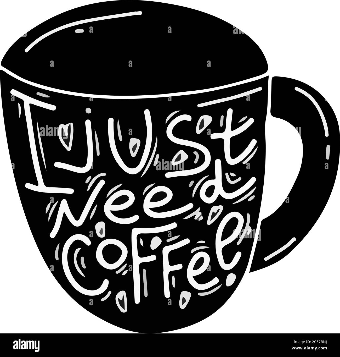 Trinken Sie den Kaffee Zitat Kaffeetasse Typografie, Gestaltung von Werbebroschüren und Einladungen zu Cafés, Restaurants. Inspiration für Heißgetränk Becher. Stock Vektor