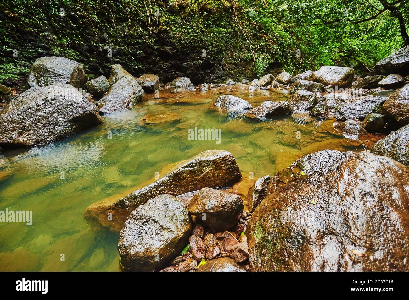 Lulumahu Falls im Honolulu Wasserscheide Waldreservat, Hawaiianische Insel Oahu, O'ahu, Hawaii, Aloha State, USA Stockfoto