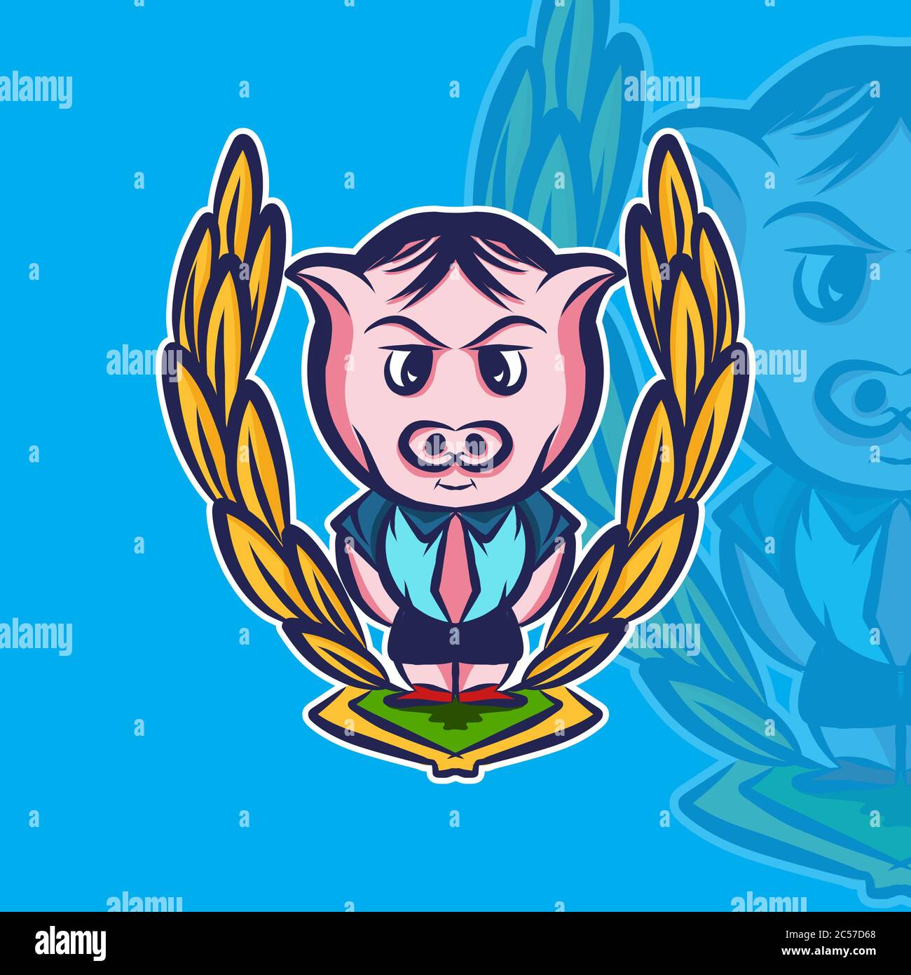 Illustration Design cool Schwein mit Hand in der Tasche gekleidet. Bestes Illustrationsdesign für Ihr Element-Design. Vektorgrafik EPS.8 EPS.10 Stock Vektor