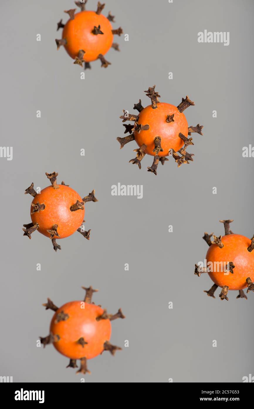 COVID-19, Virus, Midair, Floating Stockfoto