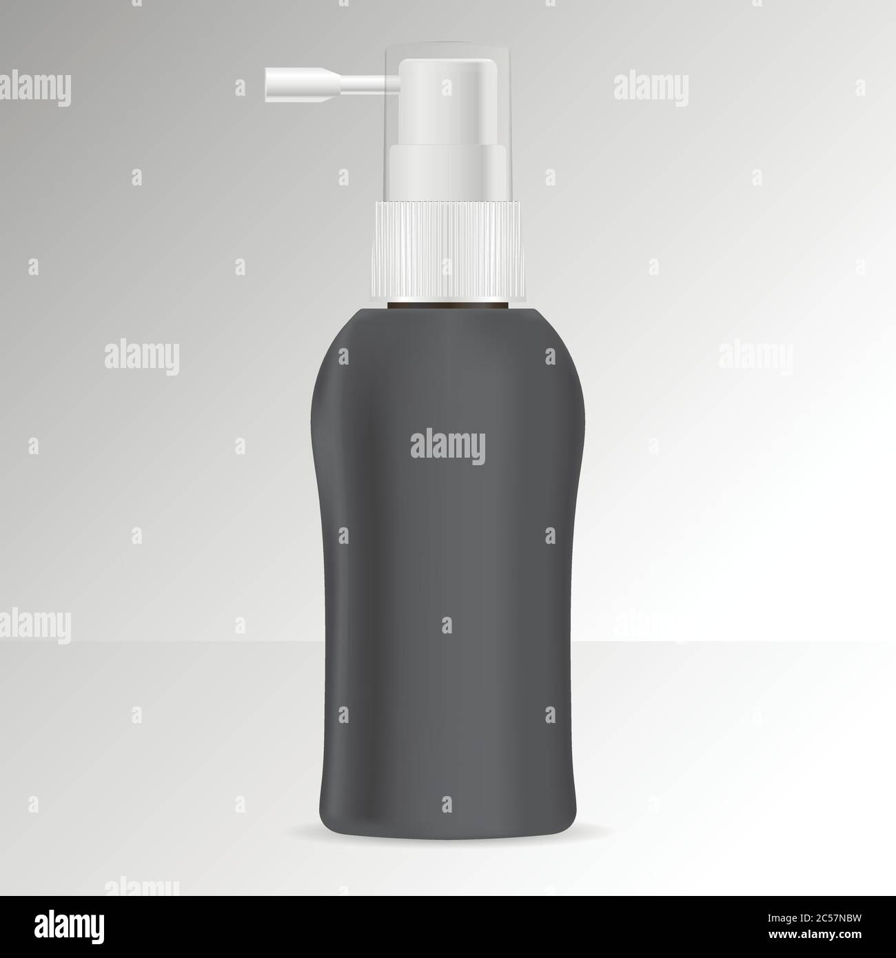 Haarwasser Flasche Mock up mit Spray Spender. Vektorgrafik. Kosmetik oder Medizin Paket. Stock Vektor