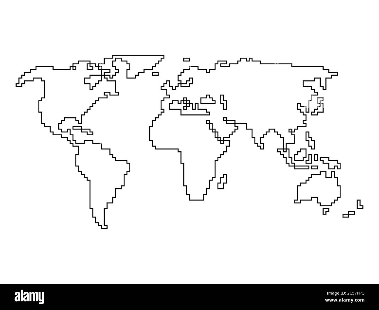 Vektor Weltkarte Umriss Aus Senkrechten Linien Stock Vektorgrafik Alamy
