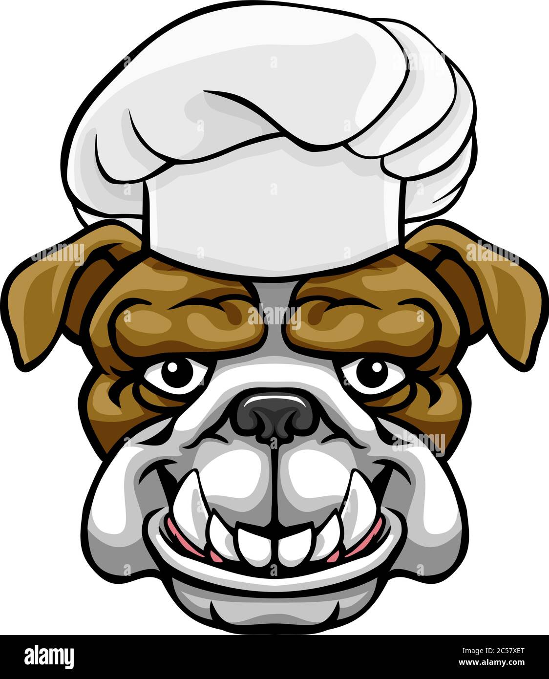 Bulldogge Küchenchef Maskottchen Zeichentrickfigur Stock Vektor