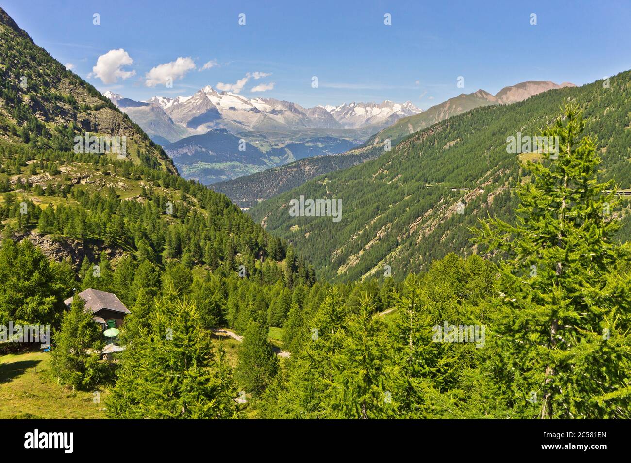 Monterosa Bergblick, Italien, Naturlandschaft in den Alpen, Europa Stockfoto