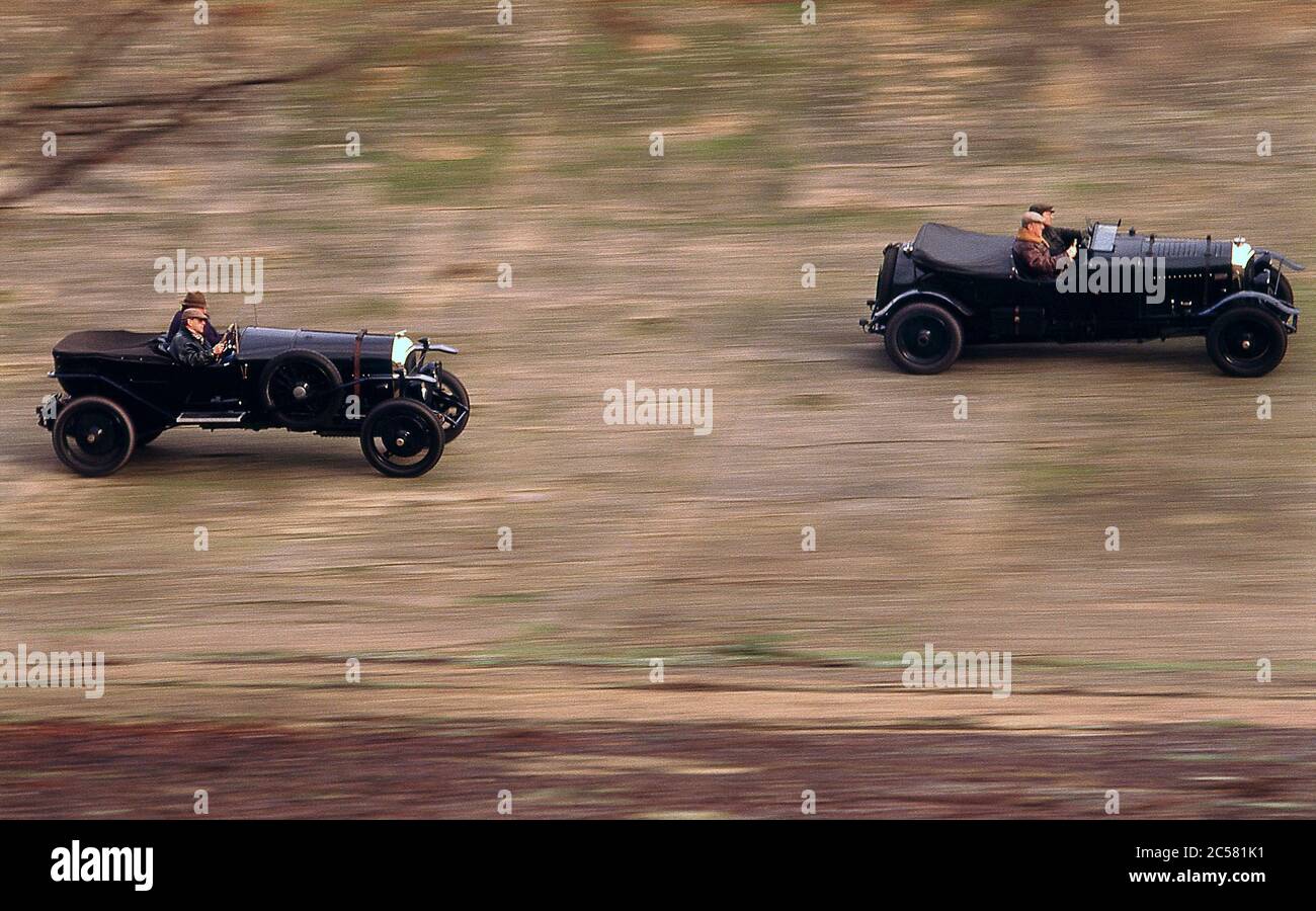 Vintage Bentley's in Brooklands im Jahr 1989 Stockfoto