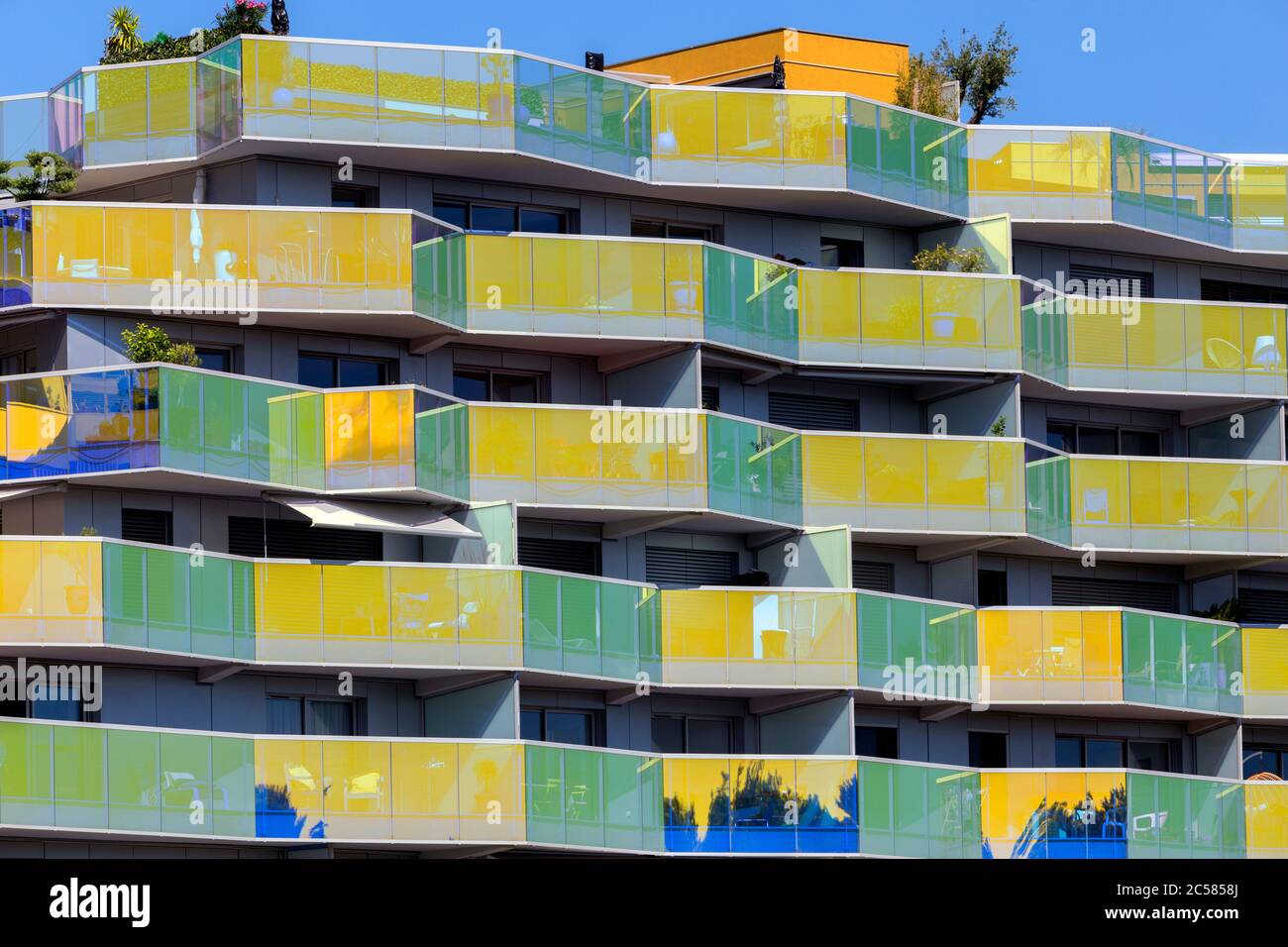 Koh-i-Noor-Gebäude (Silberner Pyramidenpreis, 2015). Quartier Zac Rive Gauche, Port marianne in Montpellier Frankreich Stockfoto