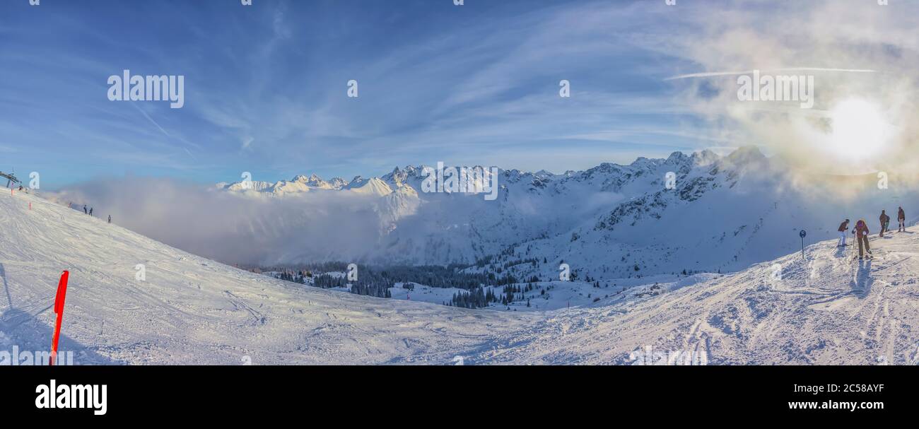 Panorama der Allgäuer Hochalpen Stockfoto