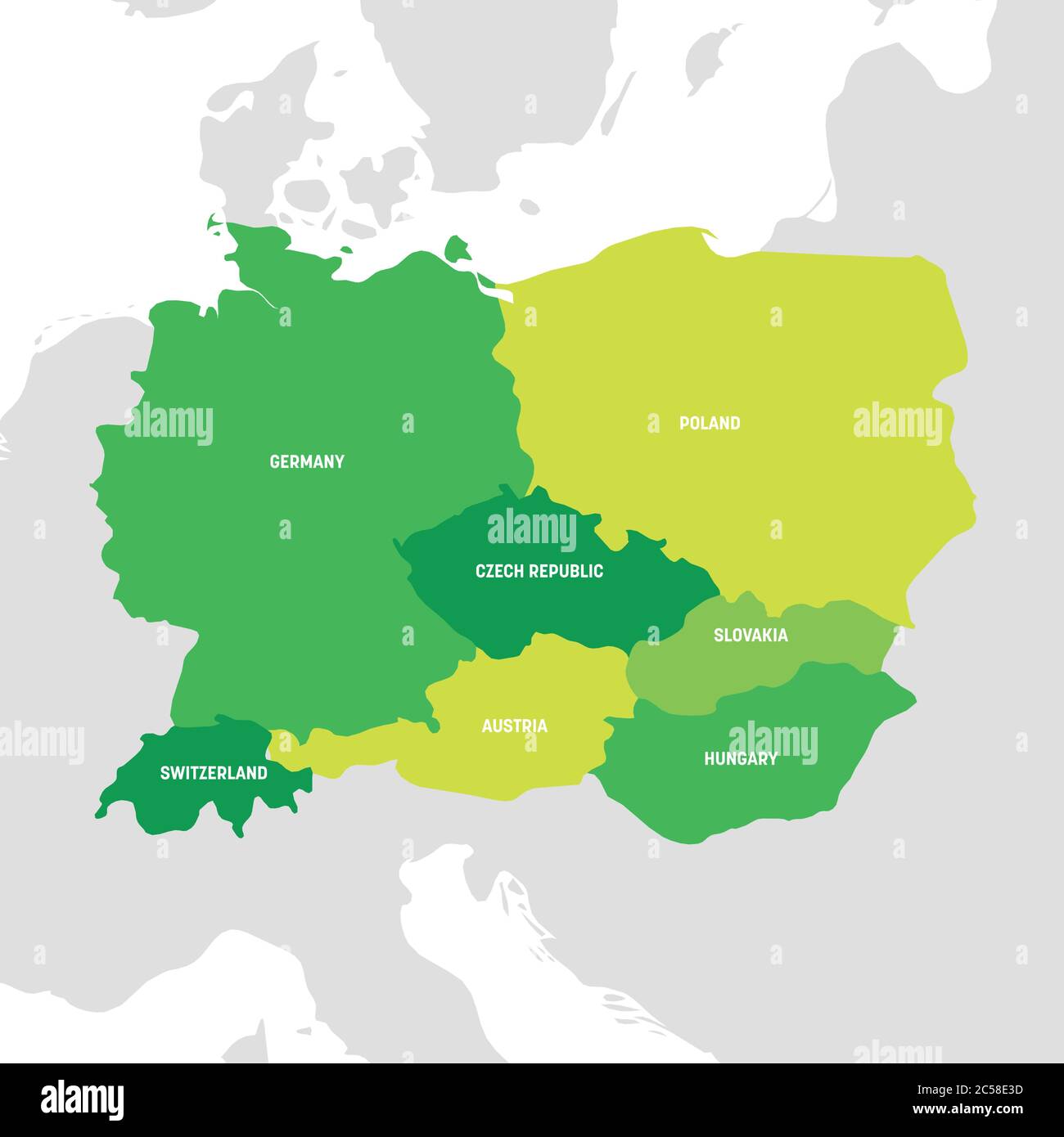 Region Mitteleuropa. Karte der Länder in Mitteleuropa.