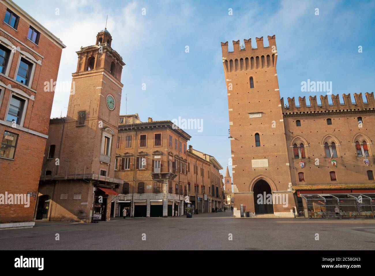 Ferrara - der Platz Piazza Trento Triest. Stockfoto