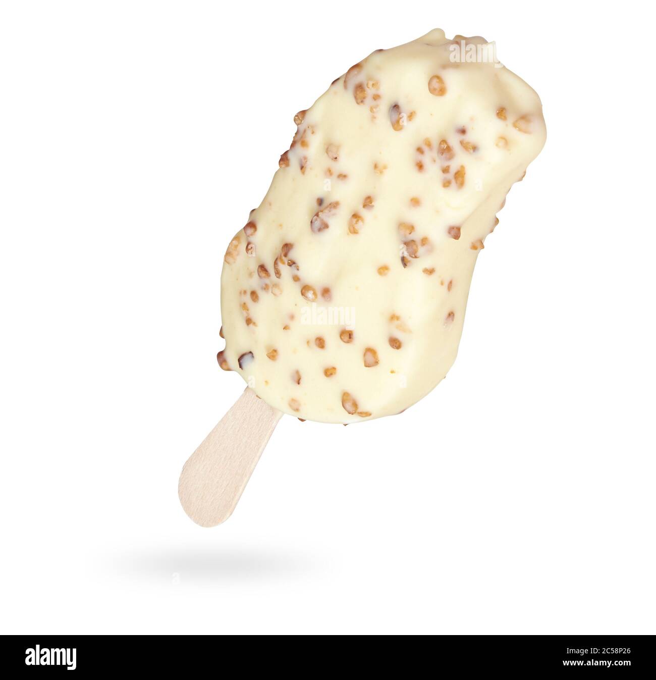 Popsicle. Weiße Schokolade Eis Bar isoliert. Beschneidungspfad enthalten Stockfoto