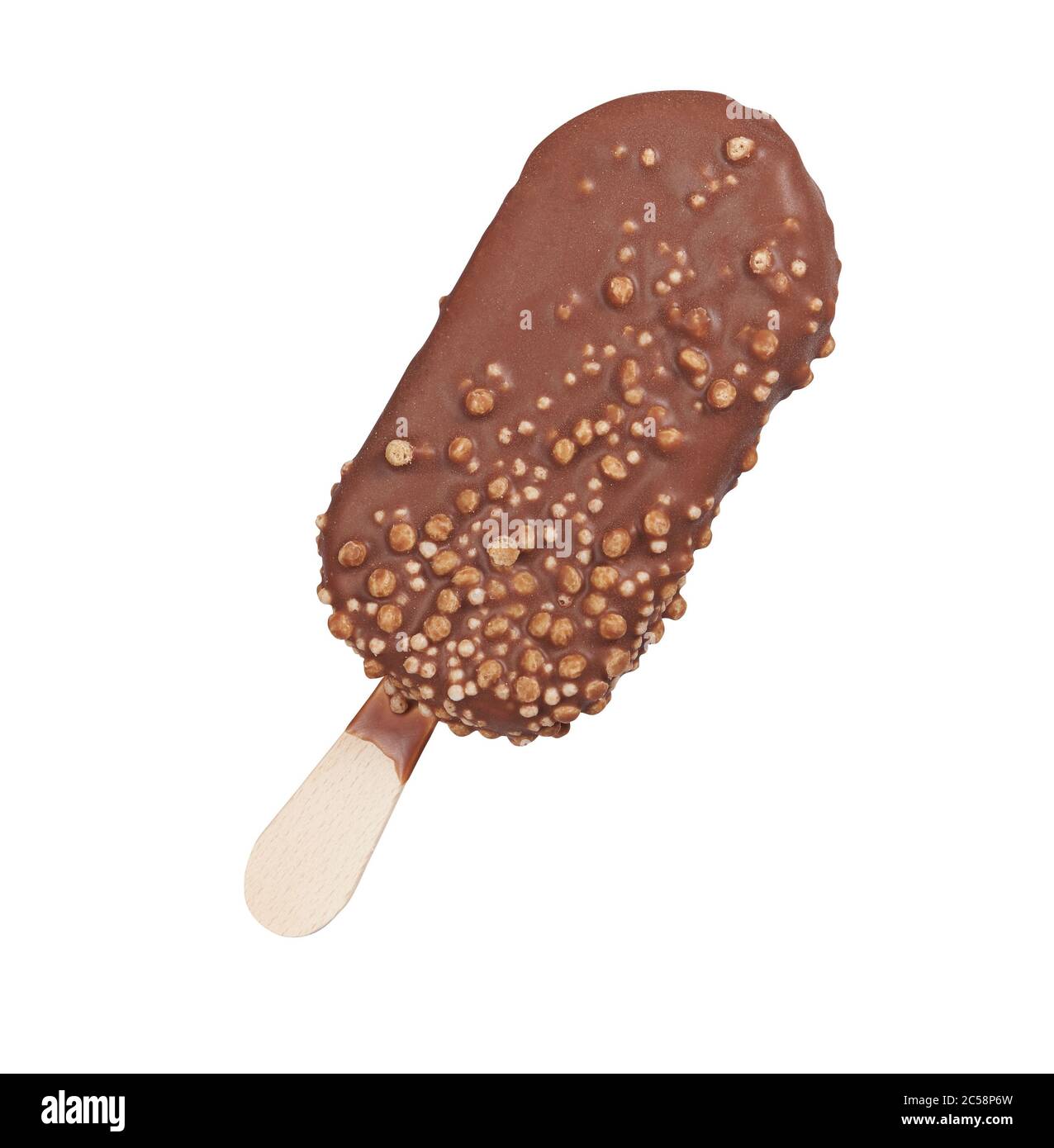 Vanilla Eis Bar Eis Eis mit Schokolade Beschichtung und Nüsse isoliert auf weißem Hintergrund Stockfoto