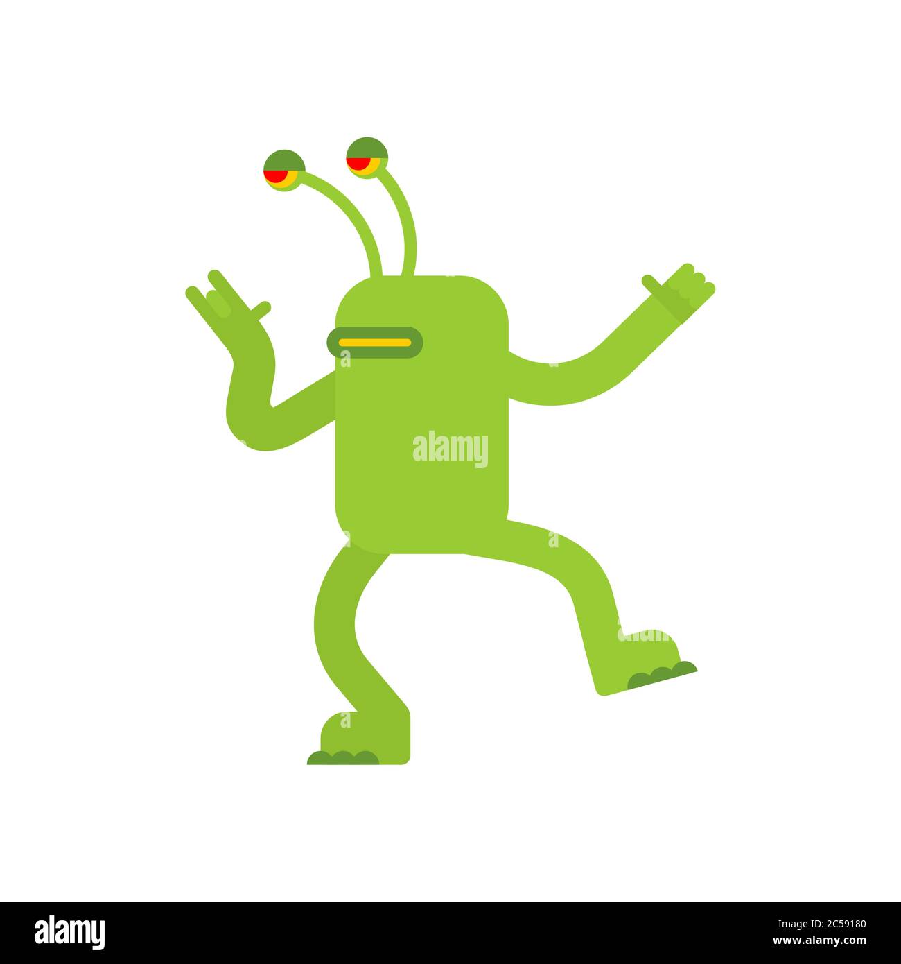 Alien Dancing. UFO Tanz Cartoon. vektor-Illustration Stock Vektor