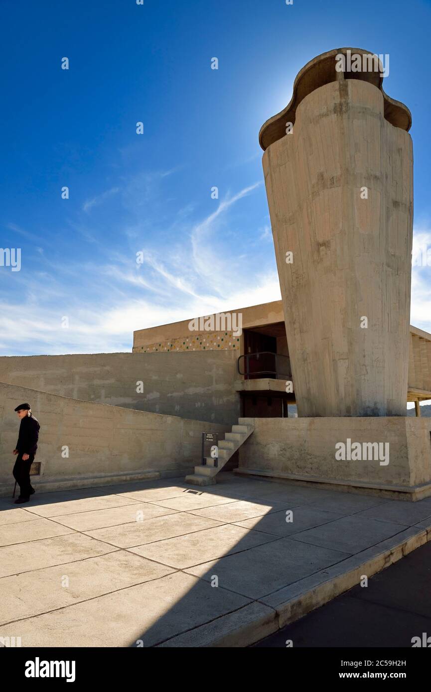 Frankreich, Bouches du Rhone, Marseille, Architekturwerk von Le Corbusier, von der UNESCO zum Weltkulturerbe erklärt, Cite Radieuse oder Radiant City von Le Corbusier, das Dach Stockfoto