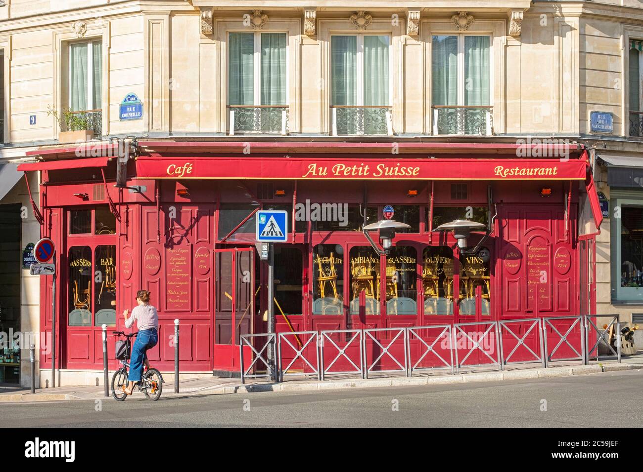 Frankreich, Paris, Le Petit Suisse Restaurant während der Covid19 wegen Containment geschlossen Stockfoto