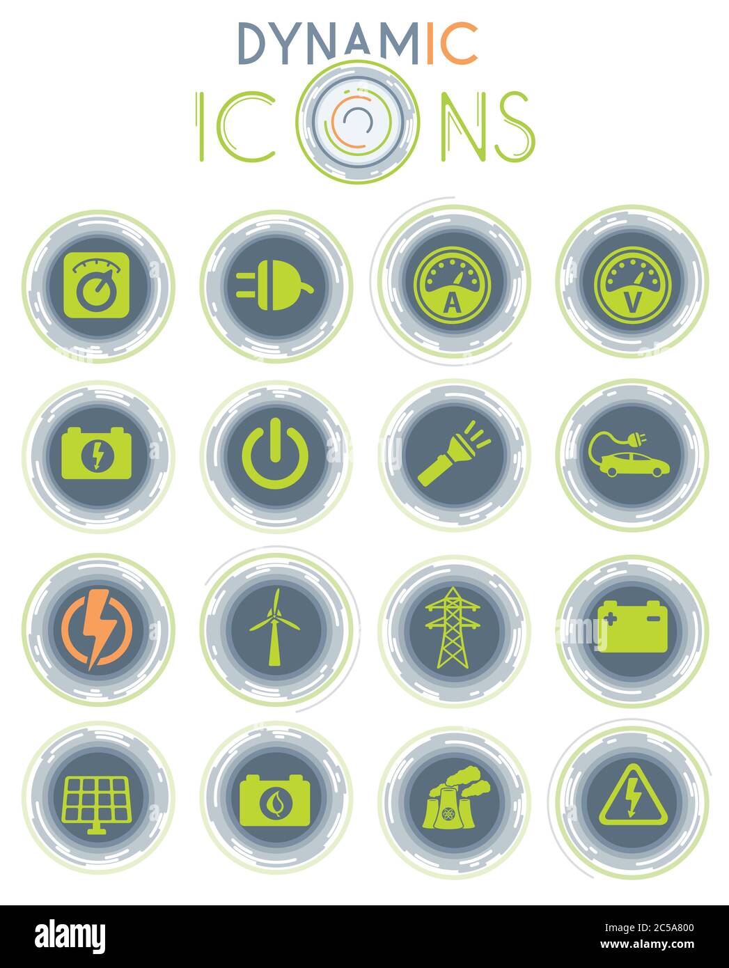 Dynamische Symbole für Elektrizität Stock Vektor