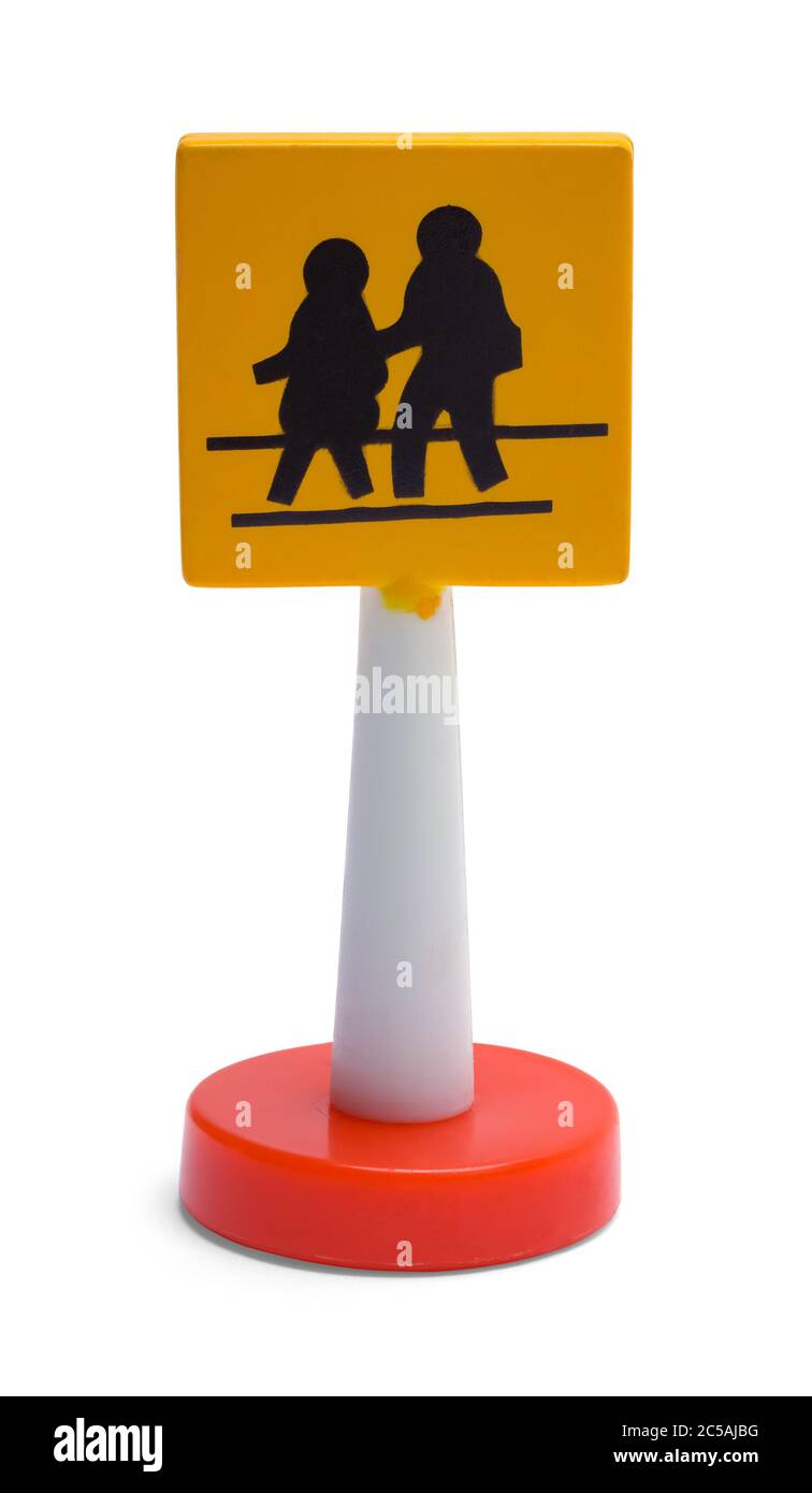 Spielzeug Fußgänger Crosswalk Zeichen isoliert auf Weiß. Stockfoto
