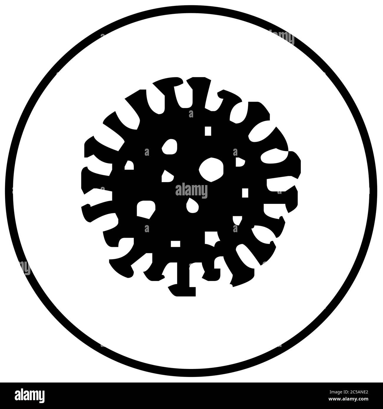 Coronavirus-Bakterien Zellsymbol, 2019-nCoV, Covid-2019, Covid-19 neuartige Coronavirus-Bakterien. Keine Infektion und Stop Coronavirus Konzepte. Gefährliche Coro Stock Vektor
