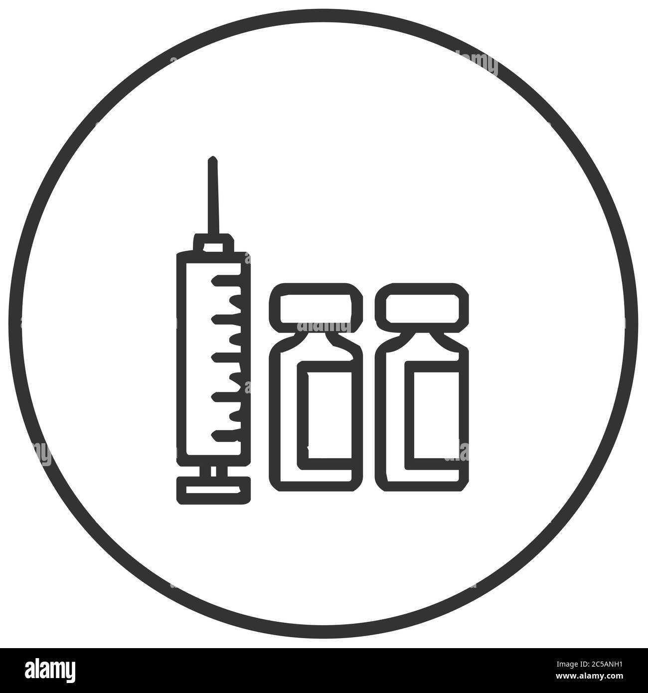 Medizinische Spritzeninjektion mit Symbolvektor für Impfstoffe Stock Vektor