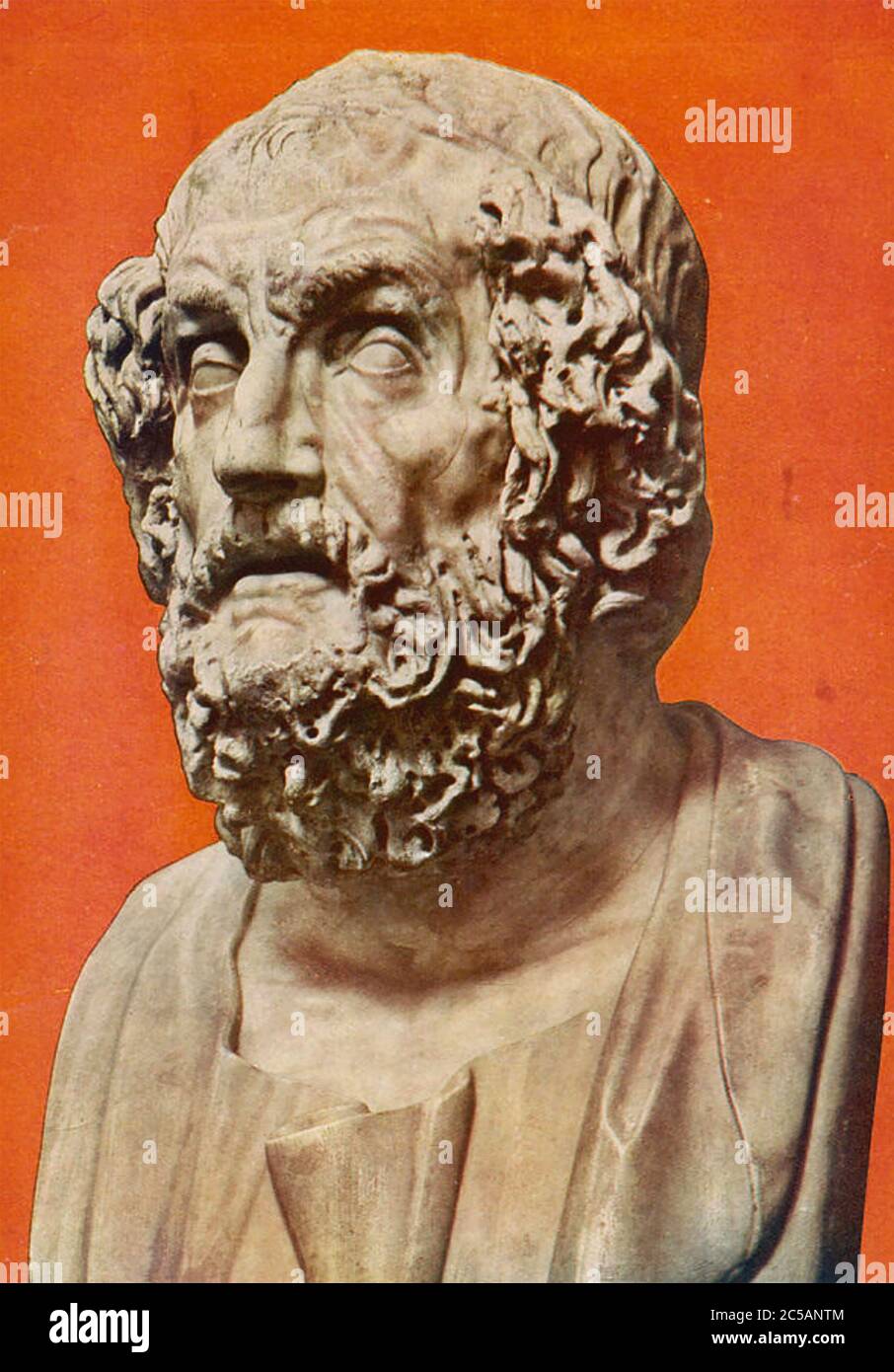 HOMER Altgriechischer Autor der Ilias und der Odyssee. Eine römische Büste aus dem zweiten Jahrhundert n. Chr. Stockfoto